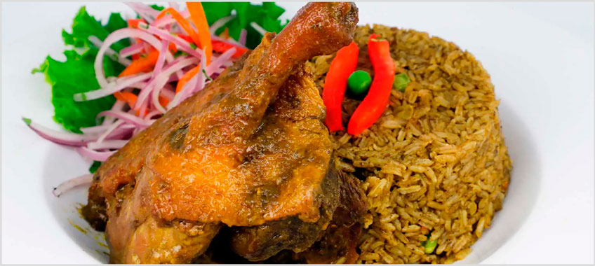 Arroz con pato norteño con cerveza negra